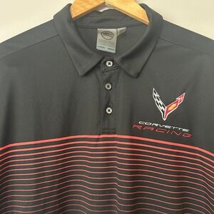 Stormtech Corvette Racing Polo Shirt Mens XL Black Red Striped Performance H2X